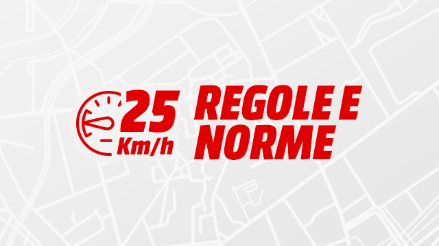 Testo rosso su sfondo bianco con mappa. C'� scritto "25 Regole e Norme Km/h".