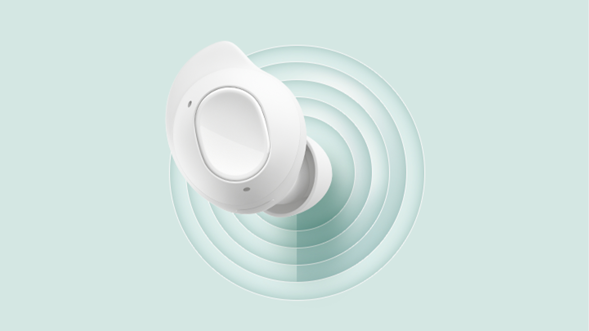 Cuffia bianca su sfondo azzurro, circondata da cerchi concentrici.