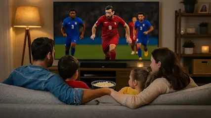 famiglia che guarda la tv sul divano