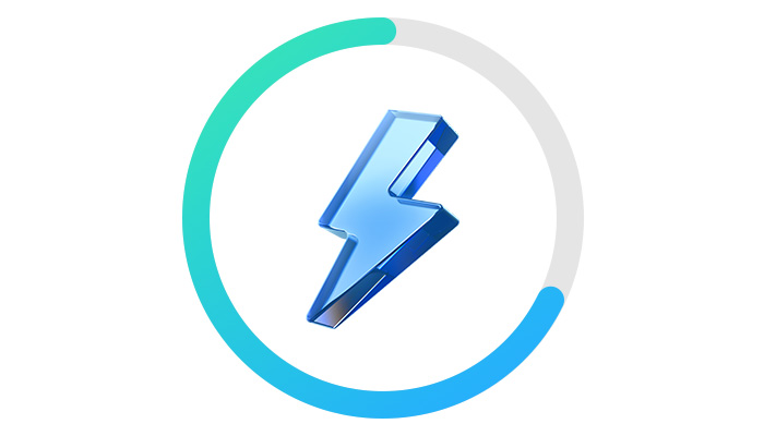 rappresentazione grafica di batteria circolare con icona fulmine al centro