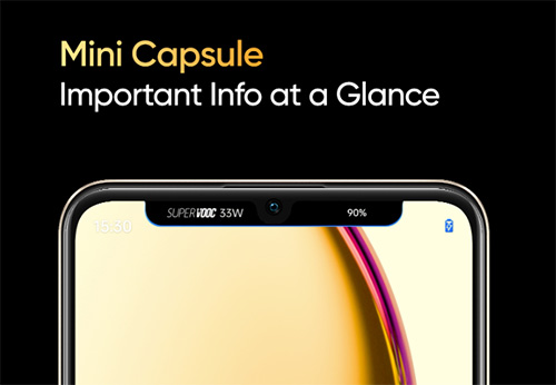 Schermata di un telefono con cornice nera. In alto, informazioni sulla batteria e la ricarica. Lo sfondo dello schermo � giallo.