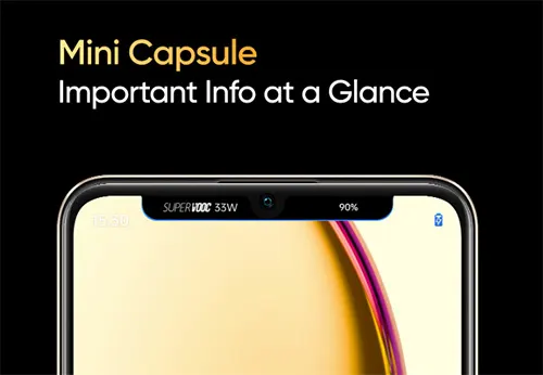 Schermata di un telefono con cornice nera. In alto, informazioni sulla batteria e la ricarica. Lo sfondo dello schermo � giallo.