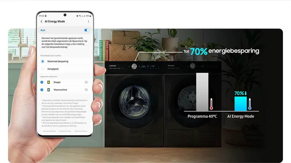 Bespaar energie met AI Energy Mode