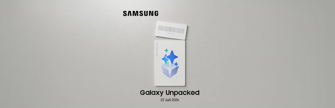 Samsung. Galaxy Unpacked. 22 Juli 2026. Er komt iets nieuws aan. Schrijf je in, ontvang als eerste voordeel en maak kans op een Galaxy Watch. Ik wil meedoen.
