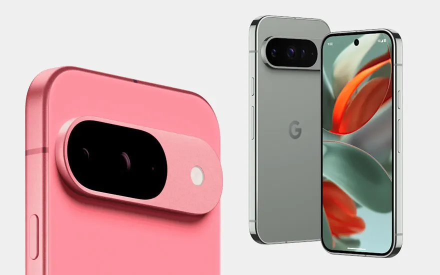Ik zie twee smartphones, van het merk Google, met een opvallende camera-opstelling. De afbeelding toont de achterkant van de smartphones.