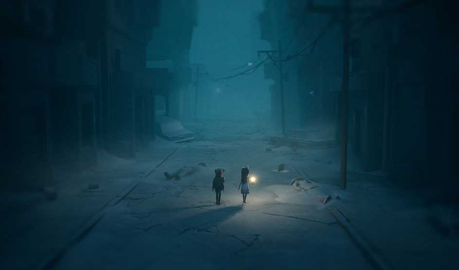 It’s a video game: five cartoon adventurers on a wooden ship with a big sail, smiling and looking ahead beneath blue skies.