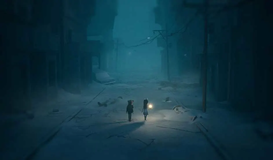 It’s a video game: five cartoon adventurers on a wooden ship with a big sail, smiling and looking ahead beneath blue skies.