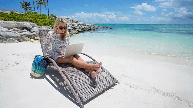 Laptop beach sand 