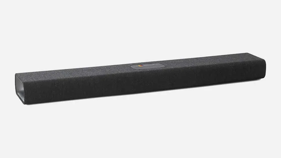 Donkergrijze Harman Kardon Citation MultiBeam 700 soundbar met stoffen afwerking – stijlvol ontwerp met krachtig geluid en MultiBeam-surroundtechnologie.