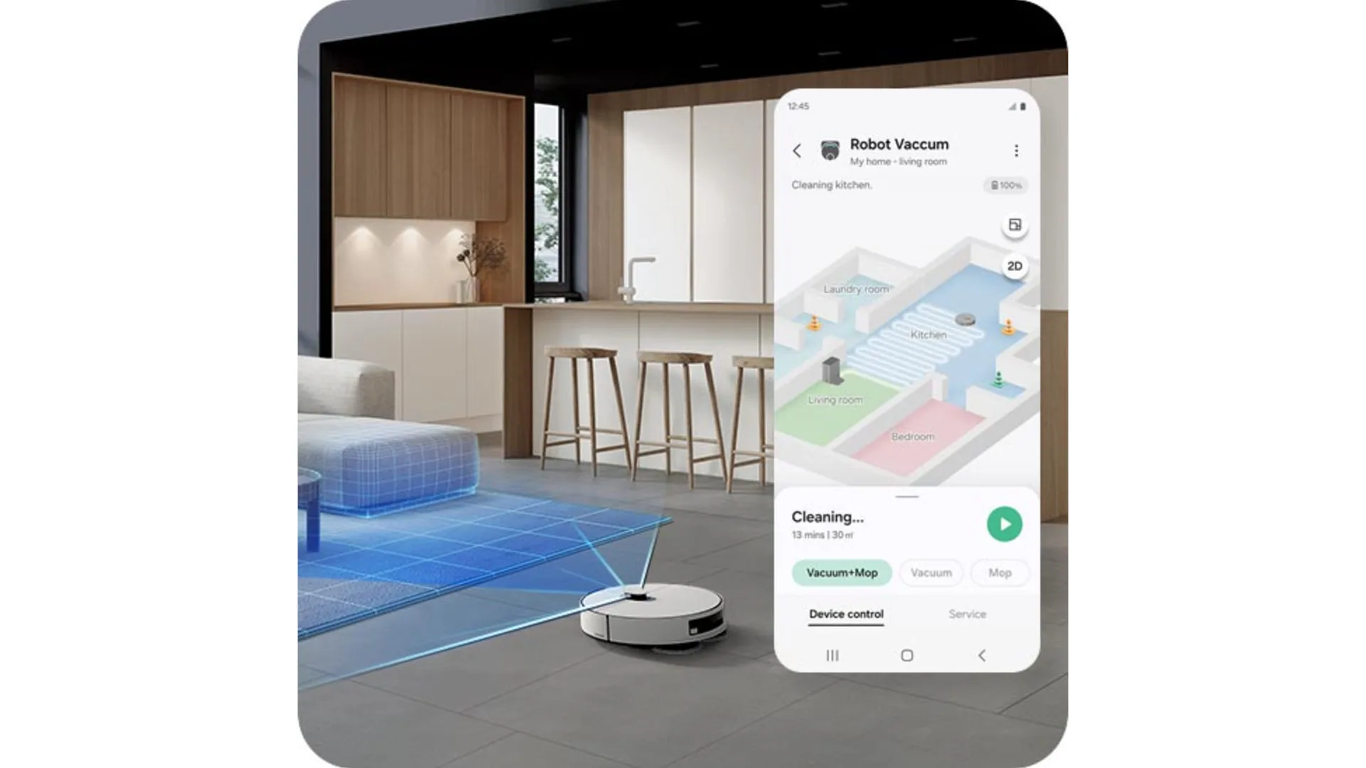 SAMSUNG Bespoke Jet Bot Combo Steam Robotstofzuiger Grijs