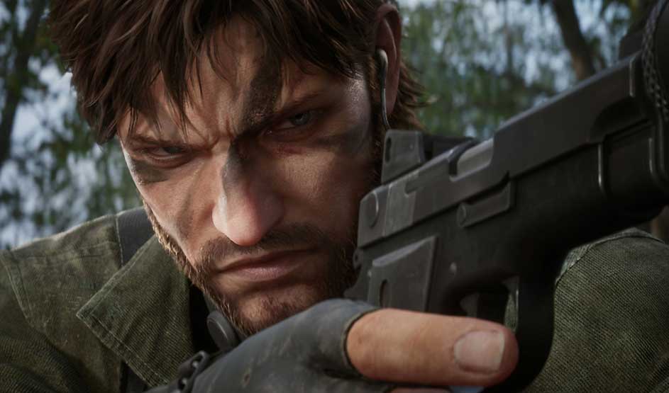 Een persoon in een groen jack richt een zwart pistool. Op de achtergrond zijn bomen zichtbaar. Deze scène is afkomstig uit de game The Last of Us.