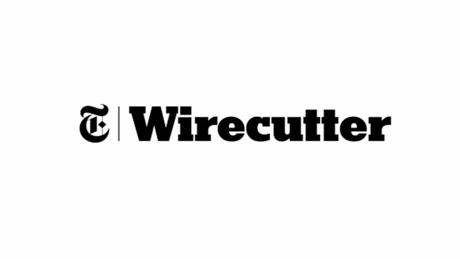 Het logo van Wirecutter, een productrecensiewebsite, staat in zwarte letters tegen een witte achtergrond.