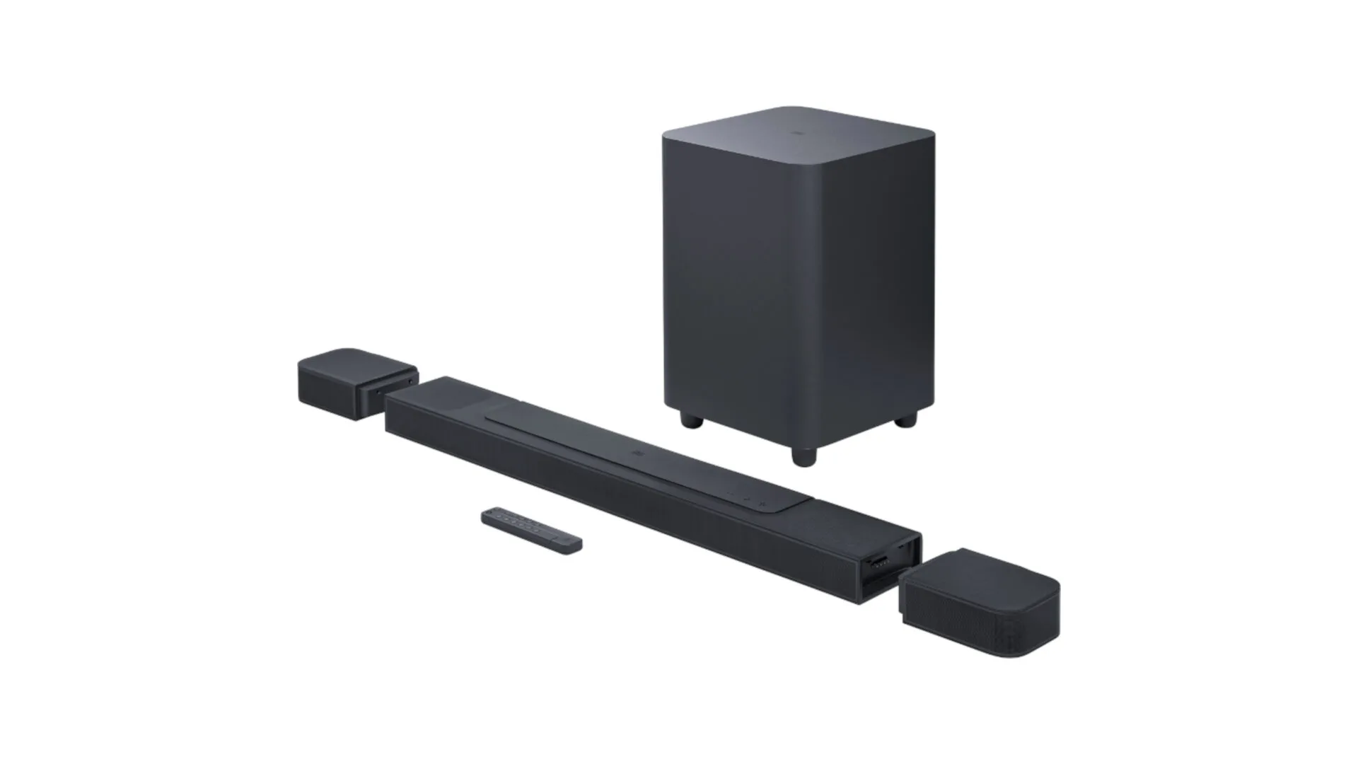 Een geluidsset met uitneembare soundbarspeakers