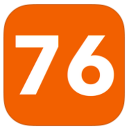 App Icon in orange mit weißer Schrift zeigt die Zahl 76.