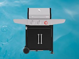 Ein Griller vor blauem Hintergrund