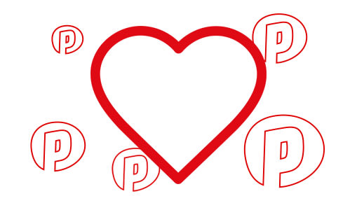 Herz Grafik mit mehrere "P" im Hintergrund. 