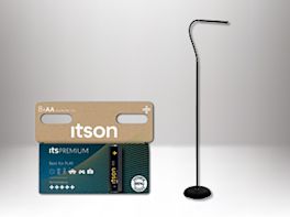 Produktbild einer Stehlampe und einer Batterie-Packung