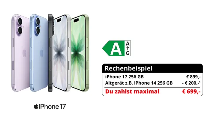 iPhone 17 mit Eintauschaktion, Preis maximal 699 Euro