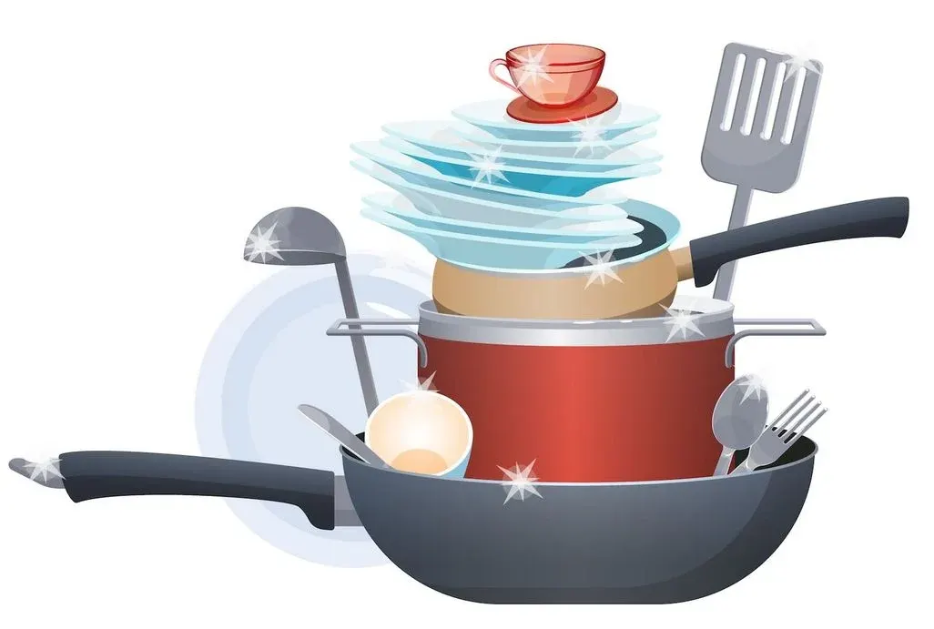 Grafische Darstellung von einem Stoß sauberen Geschirrs.