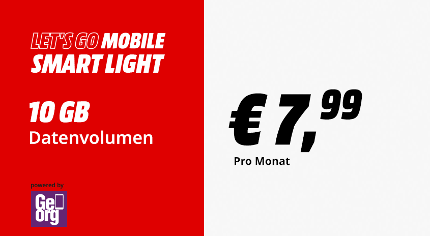 Mobilfunktarif „LET’S GO MOBILE SMART LIGHT“ mit 10 GB Datenvolumen für 7,99 Euro pro Monat, powered by Georg.