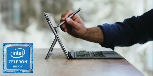 Notebook Seitenansicht, Hand scheibt mit Pen
