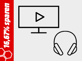 TV und Kopfhörer. Symbol für Aktionsmodelle aus dem Bereich "TV & Audio" bei denen man jetzt 16,67% sparen kann.
