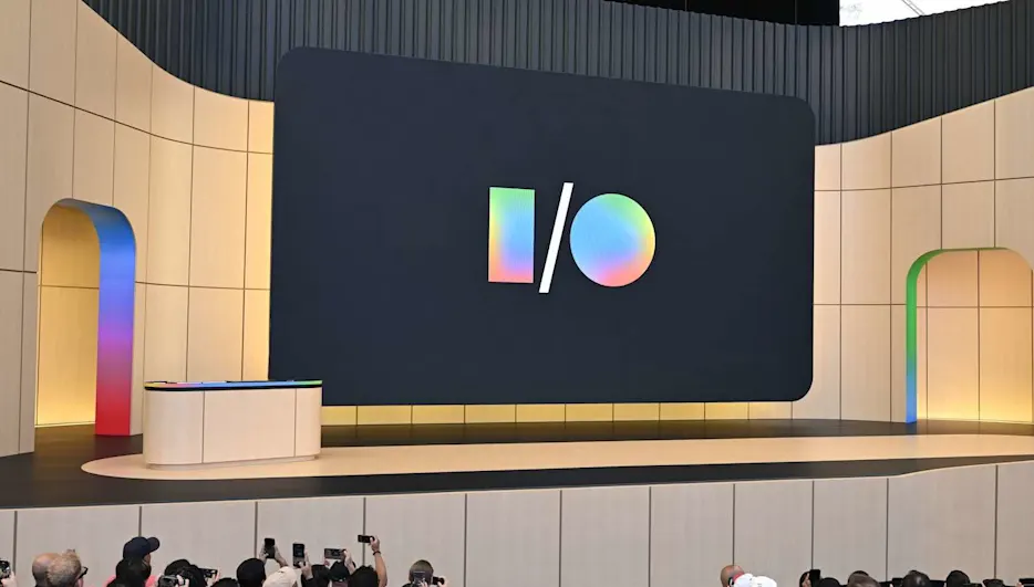 Die Bühne der Google I O 2026 vor der Keynote.