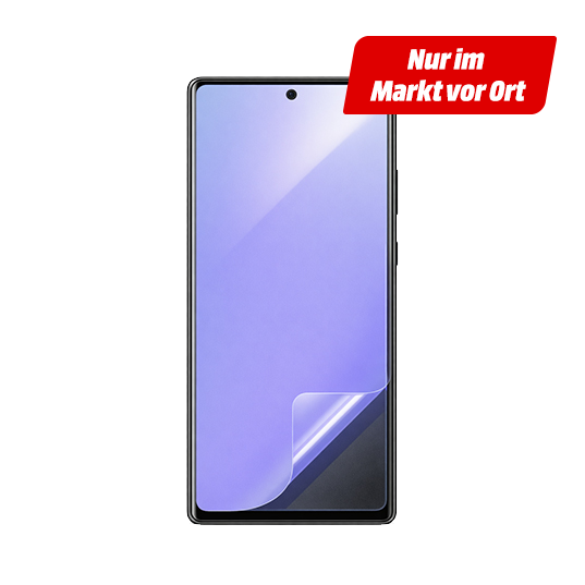 Antiblau Folie mit Einklinker "Nur im Markt"