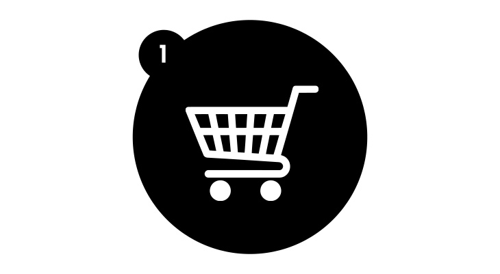 Weisser Einkaufswagen in einem schwarzen Kreis