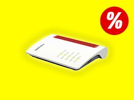 Fitz Box vor gelben Hintergrund. Rechts oben im Bild ist ein großes Prozentzeichen zu sehen.