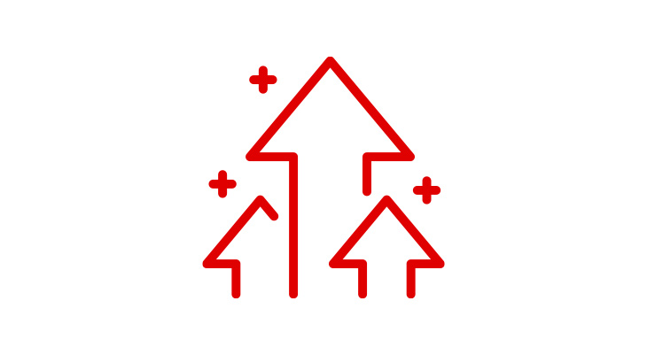 Speicherupgrade - 3 rote pfeile zeigen nach oben