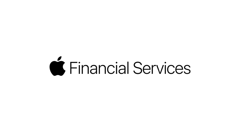 Schwarzes Apple-Logo neben dem Text "Financial Services" auf einem weißen Hintergrund.