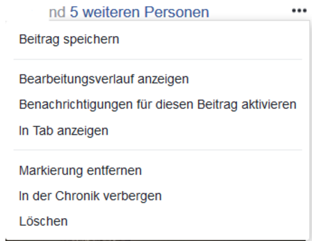 Facebook-Aktivitaetseinstellungen mit Optionen fuer Beitragssichtbarkeit und Chron