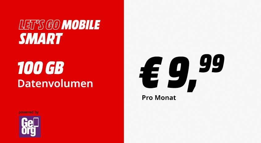 Mobilfunktarif „LET’S GO MOBILE SMART“ mit 100 GB Datenvolumen für 9,99 Euro pro Monat, powered by Georg.