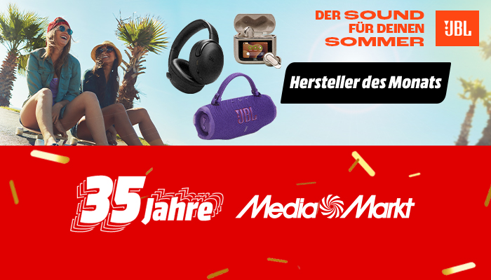 35 Jahre MediaMarkt präsentiert: Hersteller des Monats: JBL. Der Sound für deinen Sommer. 