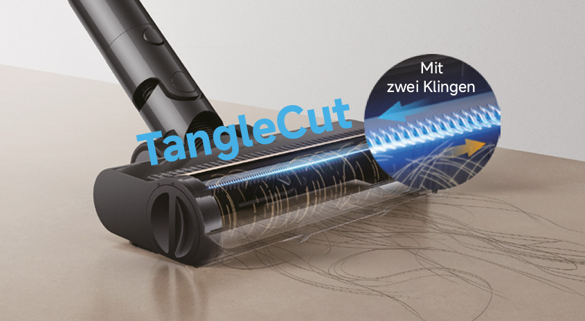 Text: TangleCut mit zwei Klingen und Abbildung der Klingen