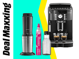 Produktbilder von einer Kaffeemaschine und einem Sodastream