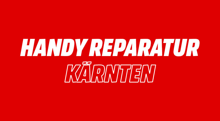 Bild mit rotem Hintergrund. Text im Bild: Handy Reparatur Kärnten