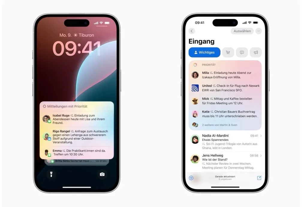 Screenshot-der-Apple-Intelligence-Priority-Notifications + Screenshot-derApple-Intelligence-Priority-Messages