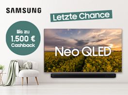 Bis zu 1.500 € Cashback auf ausgewählte Samsung TVs oder Soundbars