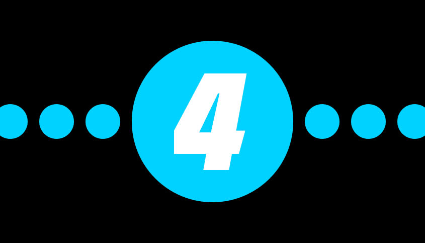 Weiße 4 in einem blauen Bubble