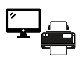 Piktogramm eines Monitors und eines Druckers