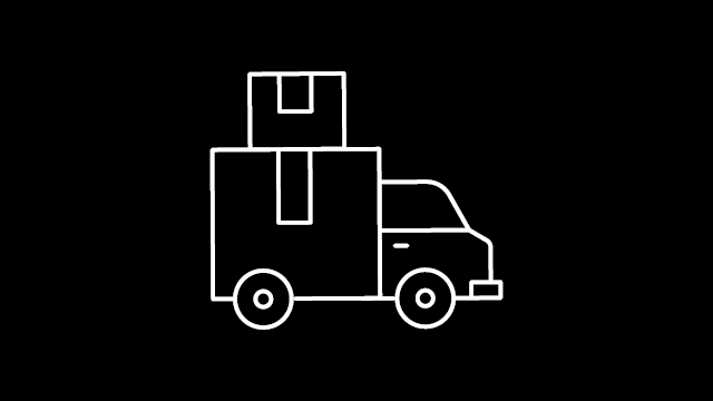 Auf dem Bild mit schwarzen Hintergrund ist das Symbol eines Transporters zu sehen.