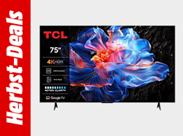 Herbst-Deals. Daneben die Produktabbildung eines TVs