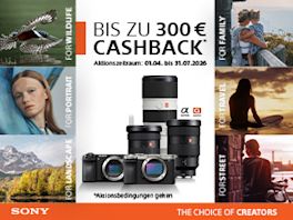Bis zu € 300,- Cashback auf Sony Kameras und Objektive
