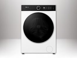 Produktbild einer Waschmaschine vor weiß-grauem Hintergrund.