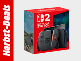 Herbst-Deals. Daneben die Produktabbildung einer Nintendo Switch 2 Konsole
