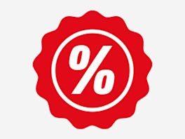 Rotes Prozent-Icon vor weißem Hintergrund