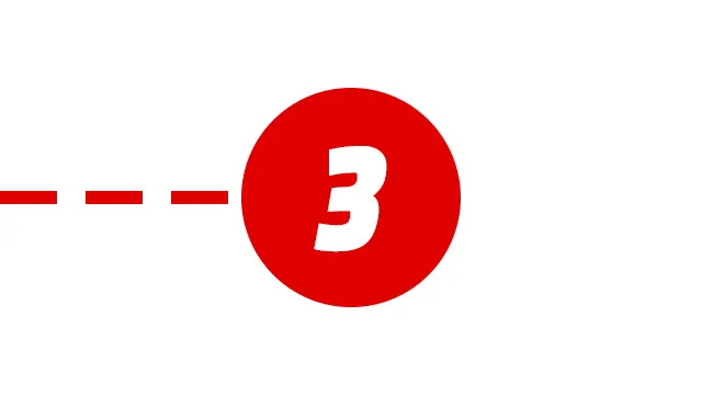 Rote Linie, die zu einem roten Kreis mit einer weißen 3 auf weißem Hintergrund führt.