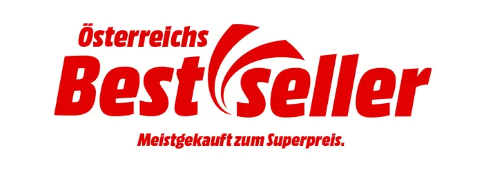 Bild mit weißem Hintergrund in roter Schrift: Österreichs Bestseller. Meistverkauft zum Superpreis.